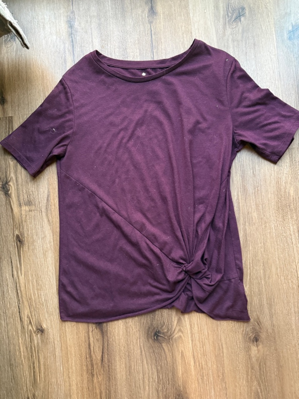 hippie laundry Short Sleeve Knot-Front Tee - Plum